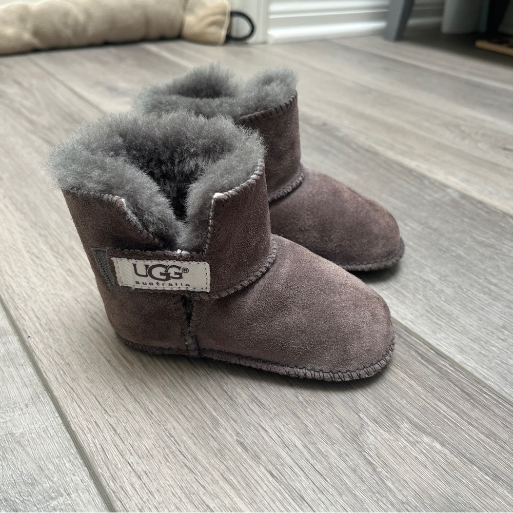 UGG Baby Booties in charcoal gray